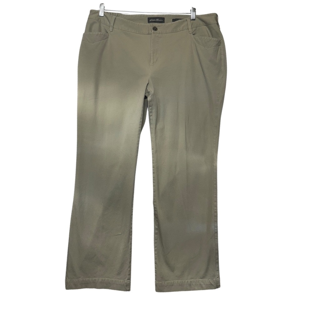 Eddie Bauer Curvy Fit Khaki‎ Pants Womens 20W Beige Cotton Stretch Straight Leg